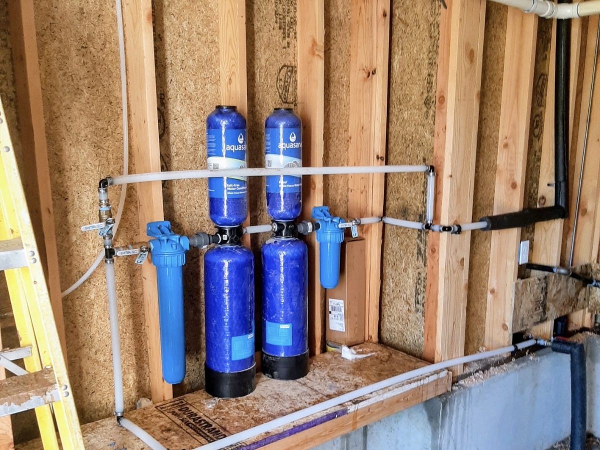 Private water filtration system plumbed in at rough-in